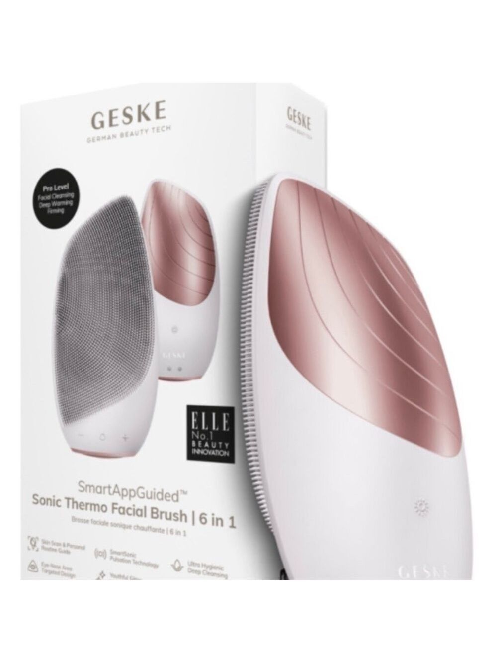 Geske Sonic Thermo Facial Brush in Pink and White